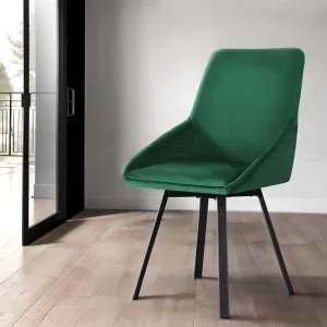 green velvet dining chair in room
