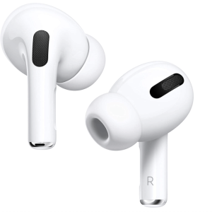two apple airpods pro with white background