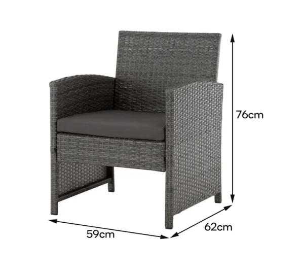 outdoor furniture lounge set showing chair dimesnions