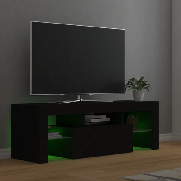 TV Cabinet with LED Lights inside room with green light