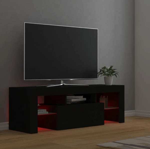TV Cabinet with LED Lights inside with red light