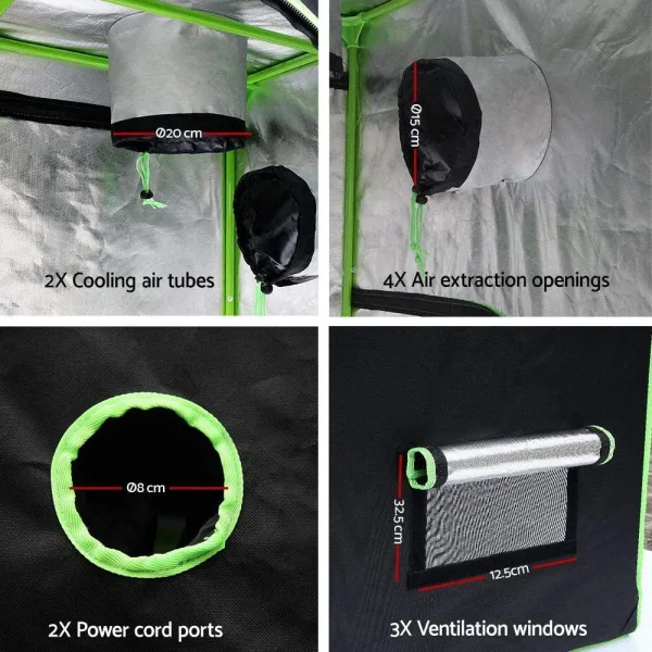 grow tent with four images displaying how the filter works