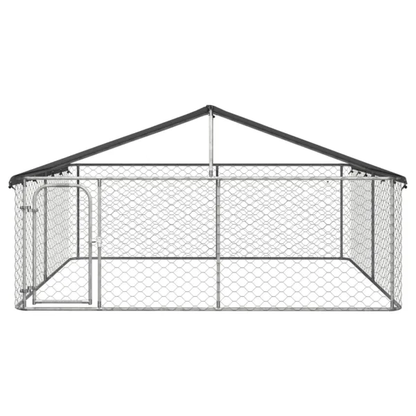 Front View of 3x3m Galvanized Steel Outdoor Dog Kennel with Roof
