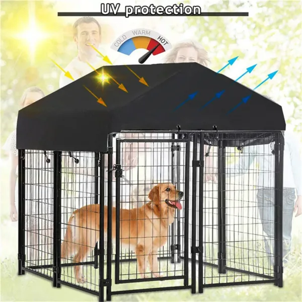 large dog kennel showing uv protection