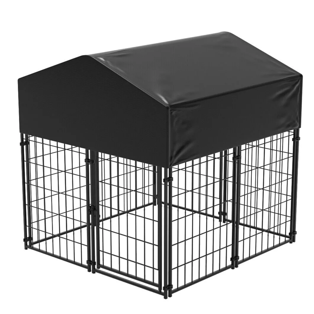 Large Outdoor Dog Kennel with Premium Umbrella-grade Roof on white background