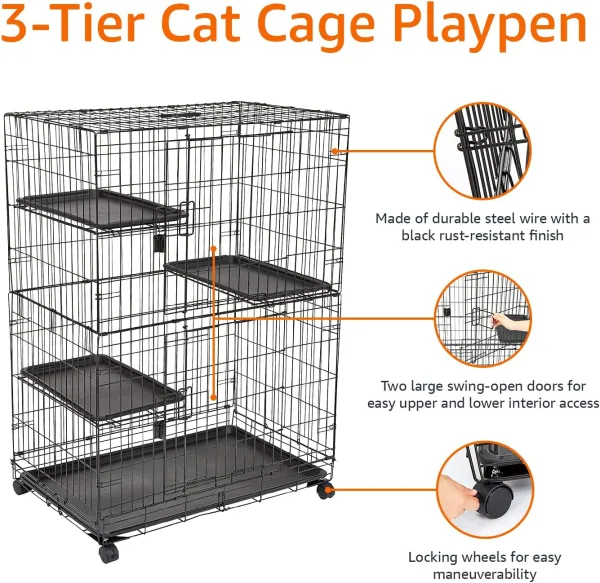 cat Playpen with images showing materials of each tier