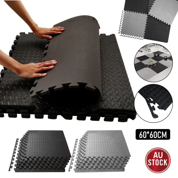Interlocking Gym Matting with hands bending mats with grey and black colours