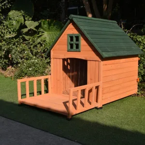 kennel for a dog side view on bzckyard