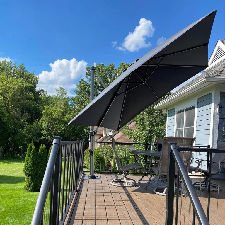 Heavy Duty Cantilever Umbrella on outdoor decking