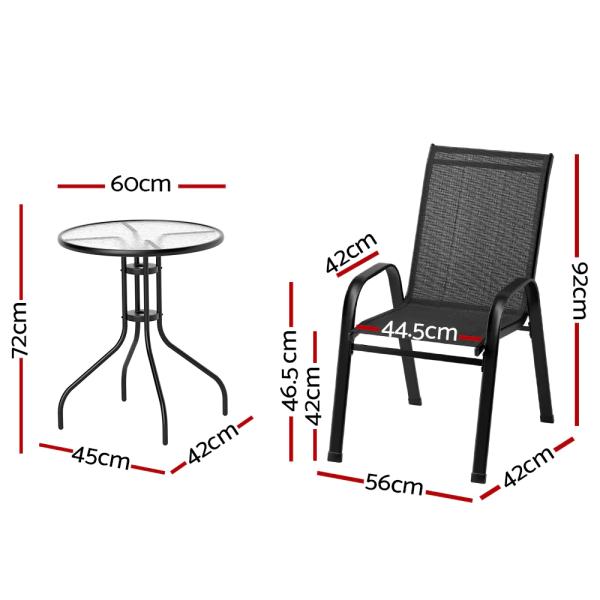 outdoor dining table 2 chairs dimensions