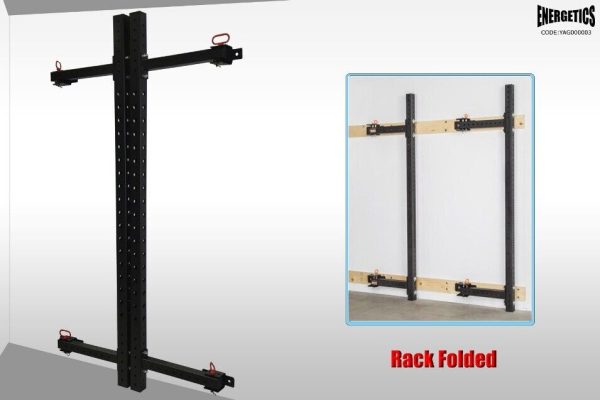 shwing the foldable clips of the squat rack