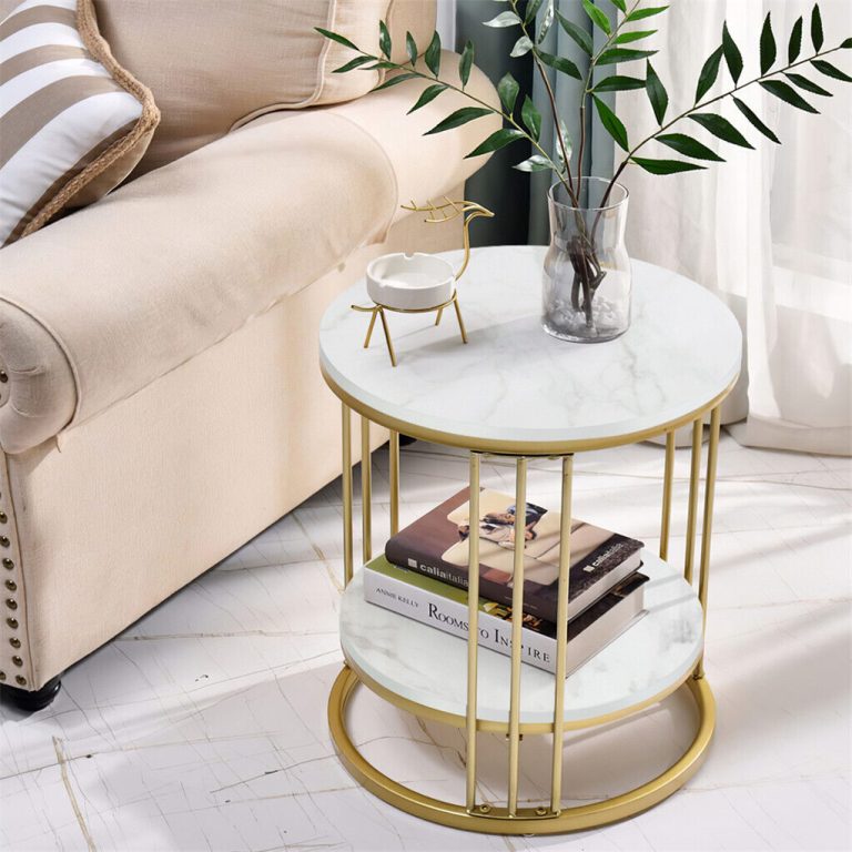 marble side table gold next to couch