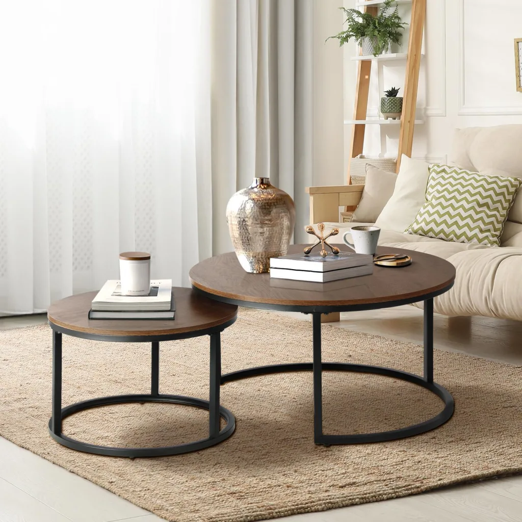wood coffee table oval in living room