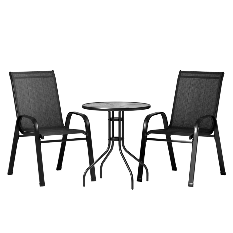 outdoor dining table 2 chairs on white background