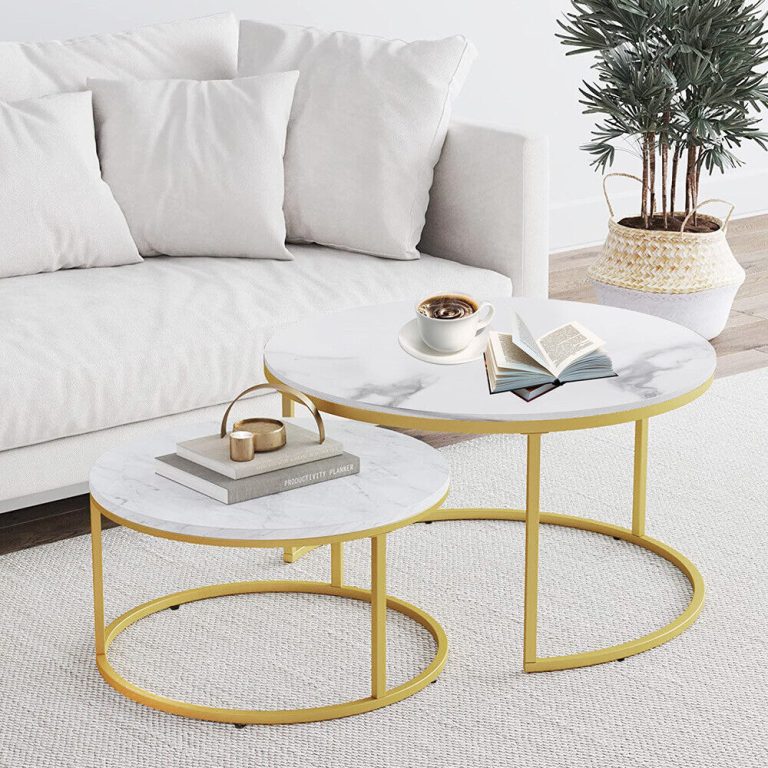 gold nesting table in living room
