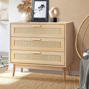 rattan dresser drawers in bedrrom